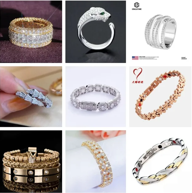LV magnetic snap bracelet & Chrome hearts rings