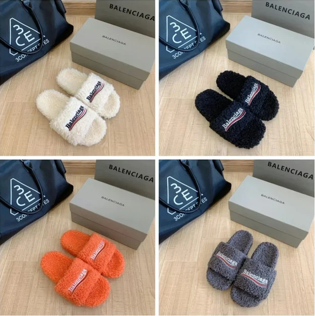  Balenciaga fluffy slippers sandal