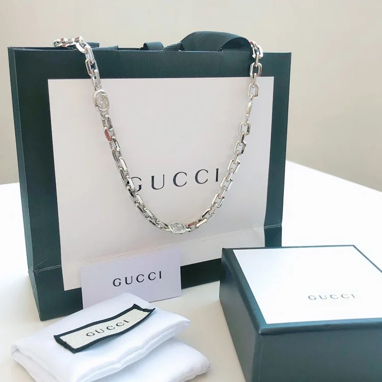 2167 Letter Double Interlocking Silver Necklace
